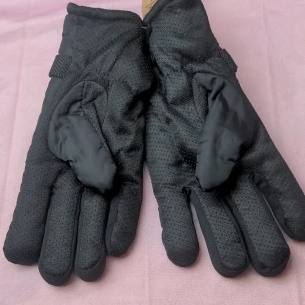 Yacht & Smith Black Gloves with Faux Fur Sherpa Lining